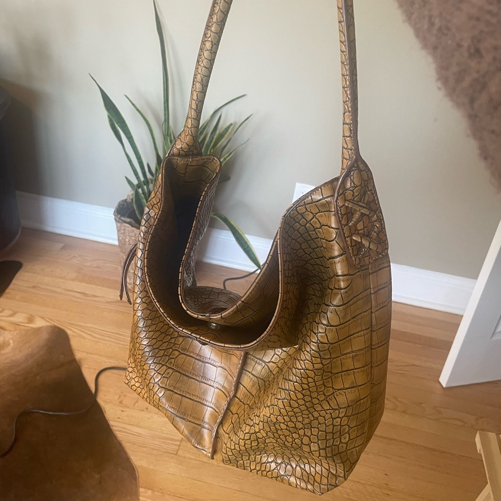 Vera Wang Faux Snake Skin Hobo Purse Large